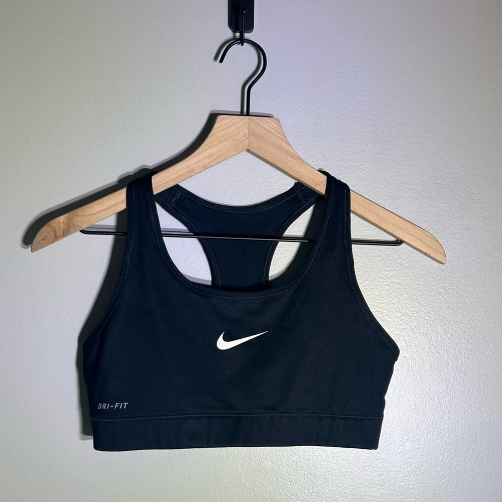 Nike Dri-Fit Sports Bra - Black with White Swoosh